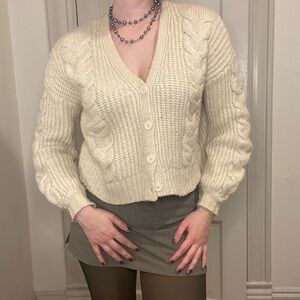 Vintage American Eagle Outfitters Cream Cable Knit Cardigan